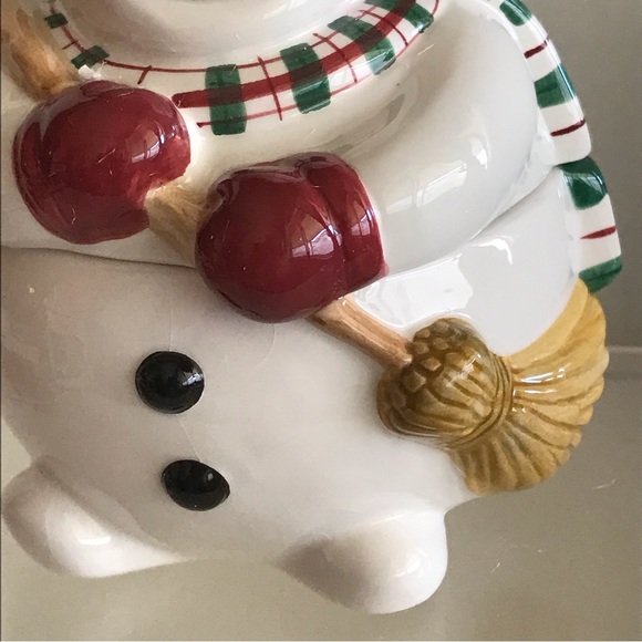 Fitz & Floyd Christmas Plaid Snowman Trinket Bowl Dish Cookie Jar - NIB - Picture 8 of 16